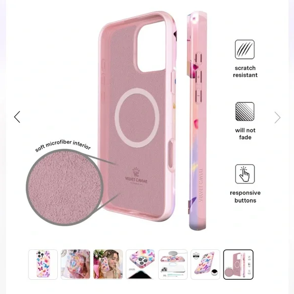 Velvet Caviar aura butterfly Pink iPhone 16 pro max case hardshell - Picture 5 of 9